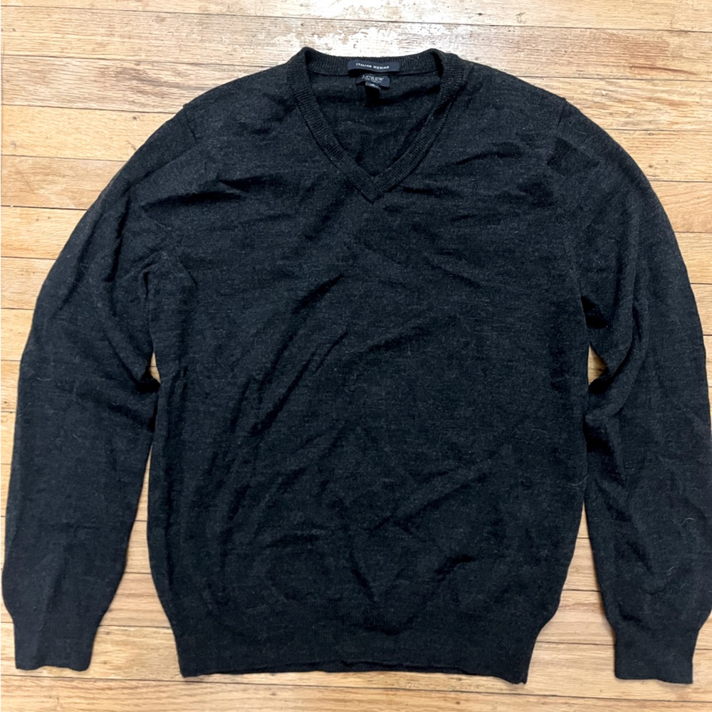J. Crew merino wool v-neck sweater size small charcoal